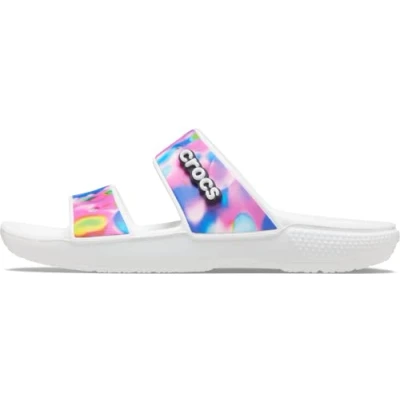 Imagen de Crocs Sandalias clásicas solarizadas unisex, blanco, rosa, 43/44 EU