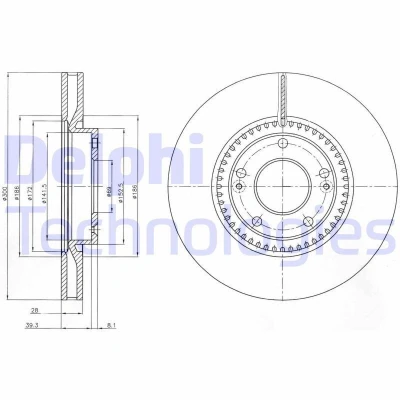 Imagen de DELPHI BG4251C Disco de freno 300 28 5 ventilado revestido sin procesar cojinete rueda, anillo sensor ABS KIA: Sportage III