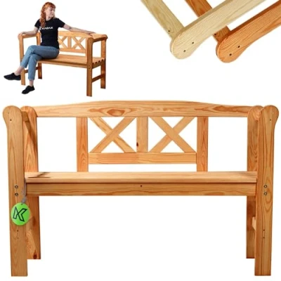 Imagen de KADAX banco de jardín, 120 x 47 81,5 cm, madera con espacio almacenamiento y respaldo, resistente a la intemperie para balcón (119 cm/marrón/X)