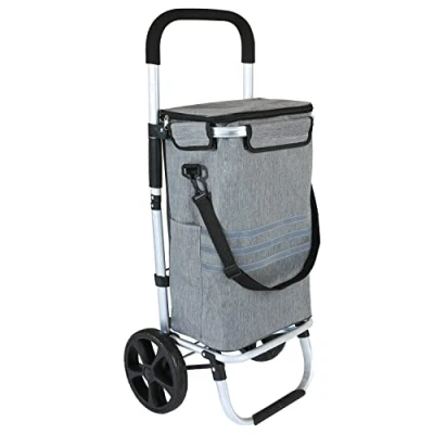 Imagen de Ribelli Carro de la Compra con Compartimento frigorífico, Plegable hasta 45 kg, Marco Aluminio, Bolsillos Laterales, Bolsa extraíble como Transporte,
