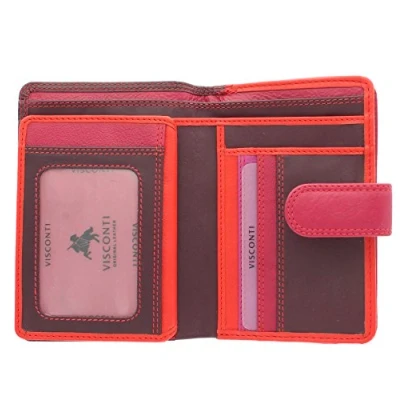 Imagen de Visconti Colección Rainbow Monedero de Cuero para Mujer Estilo RB51 Ciruela Multi