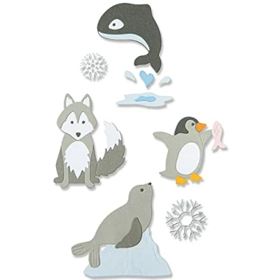 Imagen de Sizzix Juego de Troqueles Thinlits Animales del Ártico, Paquete 8 por Jennifer Ogborn 666013 Capítulo 4 2022 Wafer, Plástico Papel, Grey, One Size