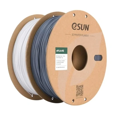 Imagen de eSUN PLA+ Filamento 1.75mm, de Alta Velocidad Precisión Dimensional +/ 0.03mm, 1KG por Carrete, 2 Carretes para Impresoras Velocidad,Blanco Frío y Gris