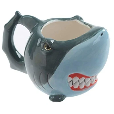 Imagen de Caribou Living Great White Shark Taza de cerámica 3D para bebidas calientes, té, café, chocolate caliente, 400 ml