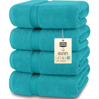 Imagen de Utopia Towels Conjunto de Toallas baño (Paquete 4, 69 x 137 cm) algodón 100% Ring Spun (Turquesa)