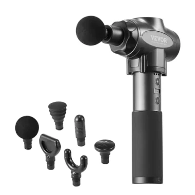 Imagen de VEVOR Pistola de Masaje Tejido Profundo con 9 Niveles Velocidad y 6 Cabezales Masaje, 2500 mAh, Masajeador Muscular Percusión, para Aliviar el Dolor, Relajación Muscular, 293 x 170 70 mm