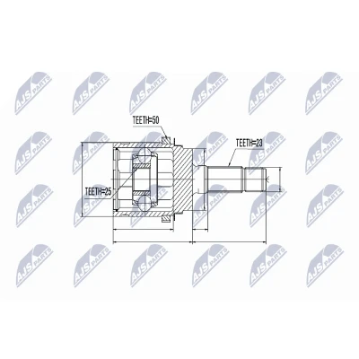 Imagen de NTY NPZ HD 048 Junta Homocinética Eje trasero, lado de rueda con anillo sensor ABS HONDA: CR V 2, Civic 7 Limousine, 1