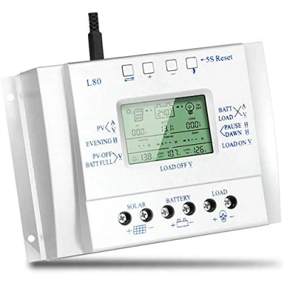 Imagen de OOYCYOO MPPT 80A Controlador de Carga Solar 12V 24V Automático, Regulador con LCD Pantalla puertos USB,Apto muchos plomo ácido y litio Baterías