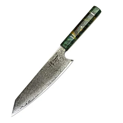 Imagen de hajegato Cuchillo de Chef Damasco Mango Profesional único, Cocina japonés Vg10, 67 Capas Acero con Funda (Kiritsuke Knife 20 Cm)
