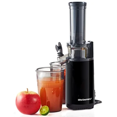 Imagen de Elite Gourmet EJX600 exprimidor compacto para masticar, prensado en frío, rico nutrientes y vitaminas, fácil de limpiar, taza jugo 16 oz, antracita