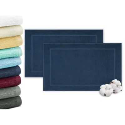 Imagen de ZOLLNER 2 Alfombrillas de baño, 50x70 cm, algodón, 600 g/m², azúl Marino