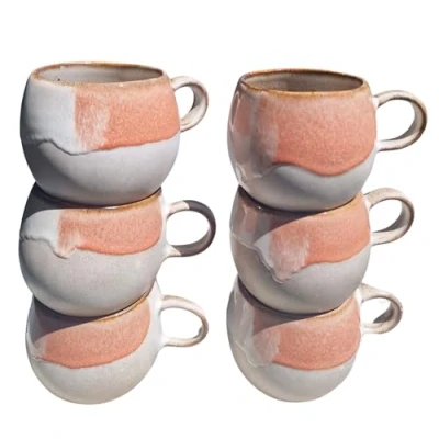 Imagen de PintoCer 6 x Tazas con asa, Cerámica de Gres, Ideal para Café, Leche, Té y Chocolate, Apto Lavavajillas Microondas