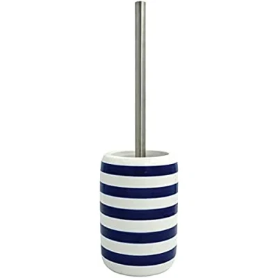 Imagen de MSV Escobilla de baño y Soporte, Acero Inoxidable, Rayas Azules, 0