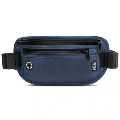 Imagen de GlasFlength Riñonera Viaje con Bloqueo RFID, de Seguridad Antirrobo 2 Bolsillos y Hebilla Ajustable Impermeable Cinturones Dinero Ocultos para Hombre Mujer (Azul Oscuro)
