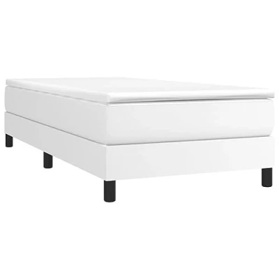 Imagen de vidaXL Estructura de Cama, Somier Individual Listones, Base Cama Tapizada, Mueble para Dormitorio Hogar, Cuero Sintético Blanco 100x200 cm