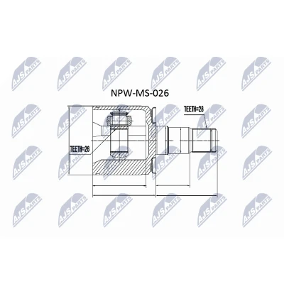 Imagen de NTY NPW MS 026 Junta Homocinética Eje delantero, izquierda, lado de engranaje MITSUBISHI: Pajero 2, Sport 1 SUV
