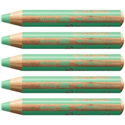 Imagen de Lápiz de color multitalento STABILO woody 3 en 1 Caja con 5 unidades verde pastel