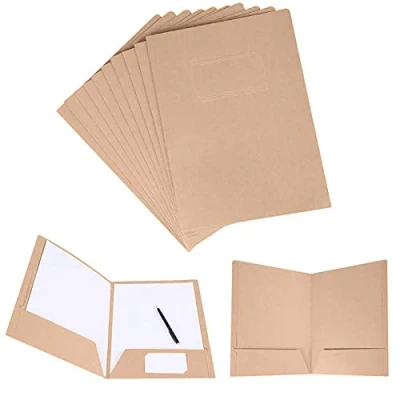 Imagen de Carpeta de Archivos A4, 12 Piezas Papel Kraft Carpetas Presentacion a4 con 2 Bolsillos, Carton Solapa para Documentos, Reuniones, Presentaciones