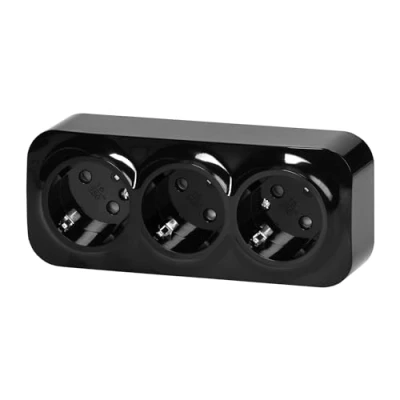 Imagen de Miratic Enchufe Pared Schuko Toma de Corriente IP20 Superficie Negro 16A/230VAC Duradero y Seguro para Uso Doméstico Comercial