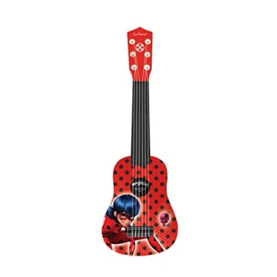 Imagen de LEXIBOOK K200MI Tales of Lexibook, Miraculous Ladybug Cat Noir, Mi Primera Guitarra para niñas, 6 cuerdas de nylon, 53 cm, guía incluida, Rojo/Negro, Color (K200MI)