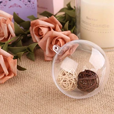 Imagen de himaly 20 pcs 10cm Bolas de Navidad Transparente Acrílico Rellenable 100mm para Llenado Decoraciones Árboles Bodas Bautismo