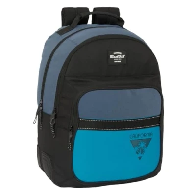 Imagen de Safta BLACKFIT8 CALIFORNIA Mochila Doble Adaptable Carro, Tejido Reciclable, Ideal para Niños de Diferentes Edades, Cómoda y Versátil, Calidad Resistencia, 32x15x42 cm