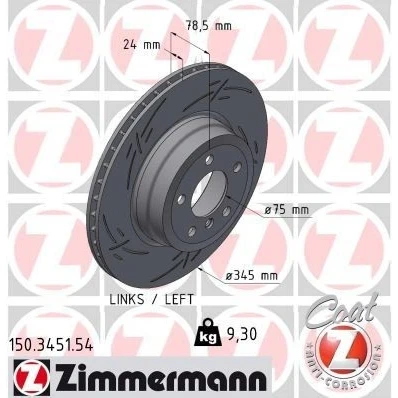 Imagen de ZIMMERMANN Disco de freno BMW: X6, X5 24mm 6/5 5Taladro(s) 120mm ventilación interna, ranurado revestido altamente carbonizado 150.3451.54 34216771971