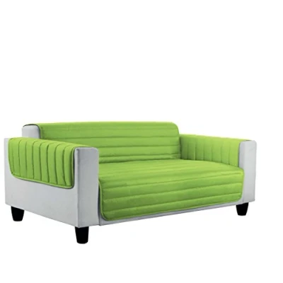 Imagen de Italian Bed Linen Elegant Funda Protectora para Sofá, Microfibra, Verde Manzana/Azul Oscuro, Rey, 2 plazas