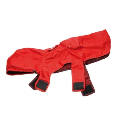 Imagen de Record Impermeable Bolsillo para Perros con Capucha Ajustable. Abrigo de y Plegable Cierre Velcro. Chaqueta Orificio la Correa (Rojo,