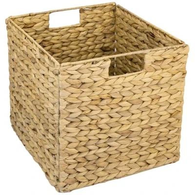 Imagen de HMF Cesta de almacenamiento trenzada jacinto agua algas marinas, apto para Kallax, 32 x 34,5 cm