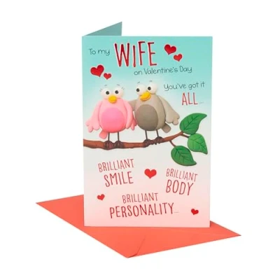 Imagen de UK Greetings Tarjeta del día de San Valentín para esposa Divertido diseño emergente