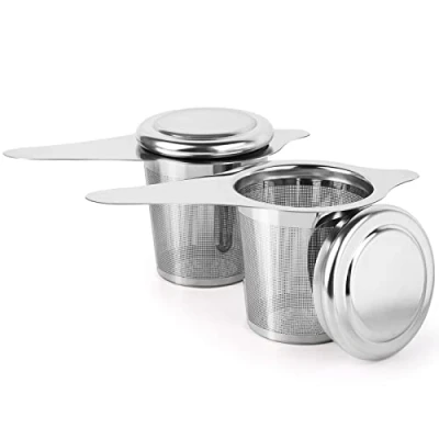Imagen de 2 Piezas Infusor Te con Tapa, Hocimit Filtros de Té Acero Inoxidable, para Taza, Colador Te, Infusionador Infusión Ajenjo Tazas Té, Café Ollas,