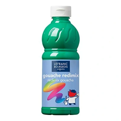 Imagen de Lefranc Bourgeois Educación, gouache líquida Redimix, témperas para niños, 500ML verde franco, pinturas niños y manualidades