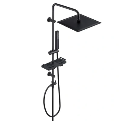 Imagen de Görbach Columna Ducha Sin Grifo de Hidromasaje Set Altura Ajustable Acero Inoxi Thermostato Monomando con Mano,Estante y Alcachofa Cabezal Lluvia 30x30cm