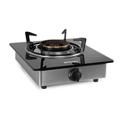 Imagen de Orbegozo FO 1720 Hornillo a gas, quemador de triple corona, cuerpo inox, superficie cristal templado, butano y propano, interior exterior