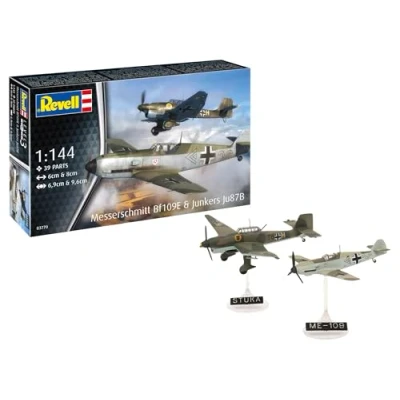 Imagen de Revell 03770 Messerschmitt Bf109E &amp; Junkers Ju87B Stuka Kit de modelo plástico sin construir/sin pintar a escala 1:144