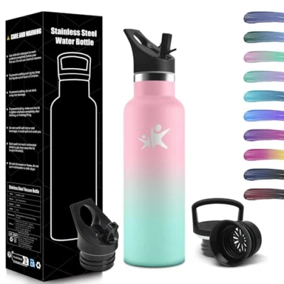 Imagen de HoneyHolly Botella Agua Acero Inoxidable, Termo Fria, 500ml Cantimplora Termica Sin BPA, 12H Caliente/24 Frío, para Niños &amp; Adultos, Inoxidable Deporte, Oficina, Yoga
