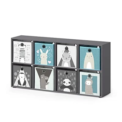 Imagen de Vicco Estantería Infantil Scutum, Gris, 143 x 72.6 cm con 8 Cajas Plegables
