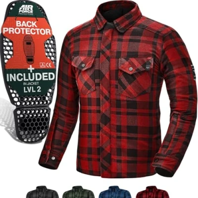 Imagen de SHIMA RENEGADE MEN 2 Camisa Moto Hombre Chaqueta de Algodóncon con FiberQL Aramida y capa refrigeración, protectores CE, cremallera cierre a presión (Rojo, S)