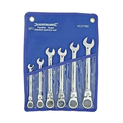 Imagen de Silverline Tools 277869 Llaves combinadas con carraca articulada, 6 pzas (8 17 mm)