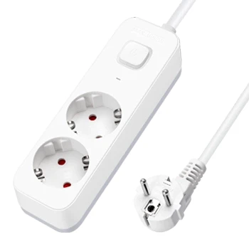 Imagen de Aigostar Regleta Enchufes, Alargador Enchufe de 2 Enchufes con Interruptor, Cable 5 Metros, Blanco