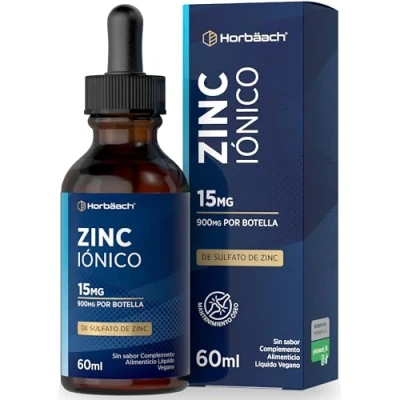 Imagen de Zinc Líquido Gotas 15mg Sulfato de Vegano Premium Iónico Mineral Elemental Liquid Ionic Horbaach