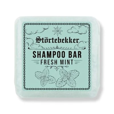 Imagen de Störtebekker® Premium Champú sólido Fresh Mint (1 pc.) vegano hecho a mano para hombre y mujer cuidado de ducha perfumado la piel el cabello hidratante