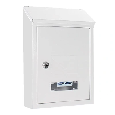 Imagen de Buzón de acero inoxidable Udine Rottner, Cerradura cilindro con 2 llaves, Fabricado en alta calidad, An x Al 215x300 mm, Tarjetero y ventanitas visualización la puerta. Kit fijación incluido.