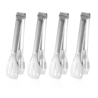 Imagen de 4 pinzas para alimentos, de acero inoxidable, cocina, accesorios herramientas cocina barbacoa, buffet, ensalada