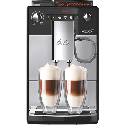 Imagen de Melitta Latticia OT F300 101 Cafetera superautomática para café con leche espumada o capuchino, máquina de molinillo silencioso y 3 niveles intensidad, 1,5 L, plata
