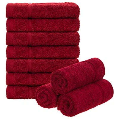 Imagen de Brandsseller Juego de 10 Toallas Jabón 30 x cm Franela Toalla para Invitados con Percha Algodón 470 g/m² Baño Hogar Rojo
