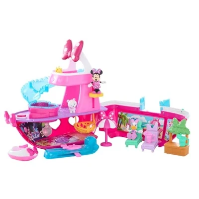 Imagen de Just Play Colección temática de Disney Junior Minnie Mouse Bowdazzling Yacht, con Luces y Sonidos; 14 Piezas, Juego simulación, Juguetes para niños a Partir 3 años