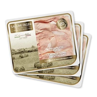 Imagen de Prosciutto Cotto, I Classici, 3 bandejas de fiambre precortado, Salumi Pasini, 90 gr c/u