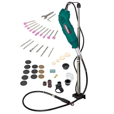 Imagen de VONROC Multiherramienta rotante de 160W, eje flexible, con un juego 40 accesorios y una bolsa para guardar la herramienta